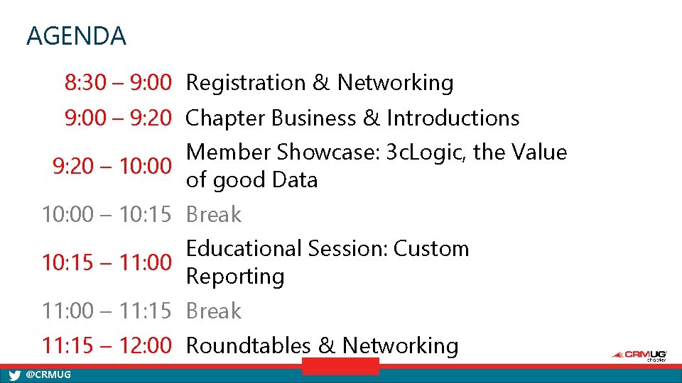 AGENDA 8: 30 – 9: 00 Registration & Networking 9: 00 – 9: 20