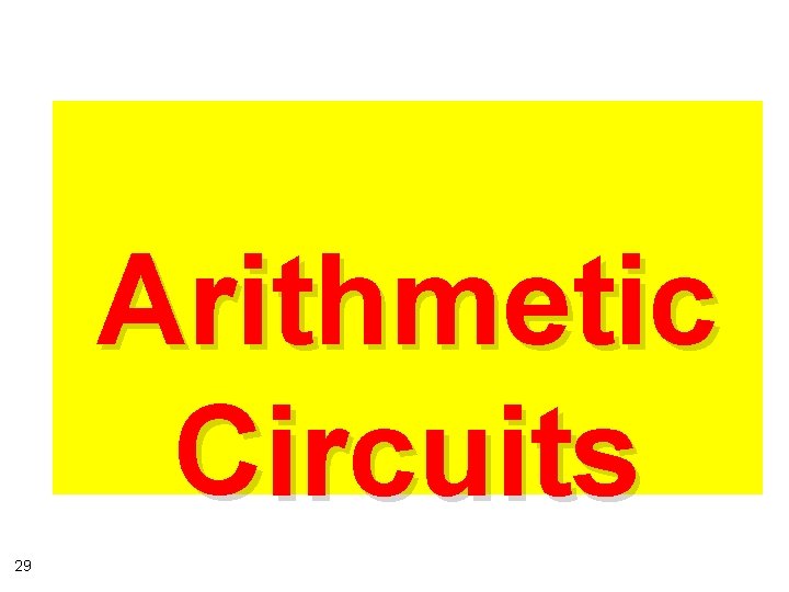 Arithmetic Circuits 29 