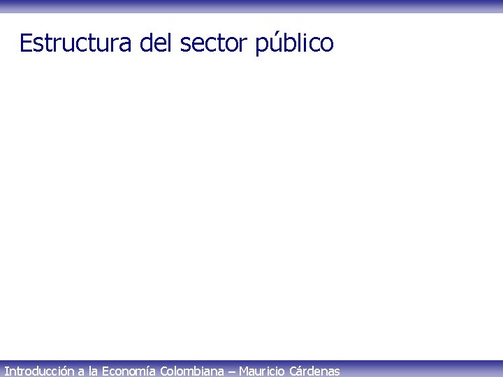 Estructura del sector público Introducción a la Economía Colombiana – Mauricio Cárdenas 