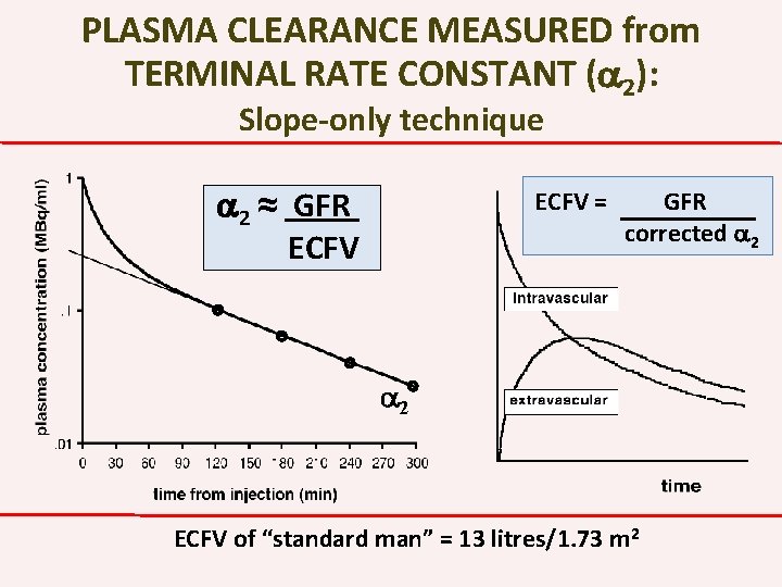 PLASMA CLEARANCE MEASURED from TERMINAL RATE CONSTANT (a 2): Slope-only technique a 2 ≈