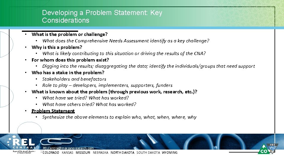 Developing a Problem Statement: Key Considerations • What is the problem or challenge? •