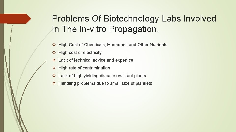 Problems Of Biotechnology Labs Involved In The In-vitro Propagation. High Cost of Chemicals, Hormones