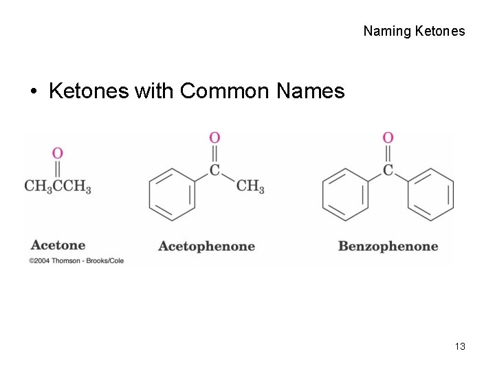Naming Ketones • Ketones with Common Names 13 