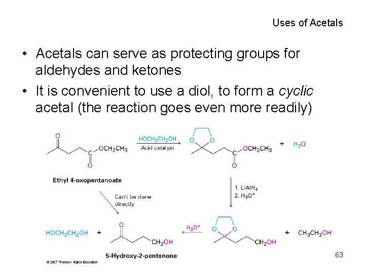 Uses of Acetals • Acetals can serve as protecting groups for aldehydes and ketones
