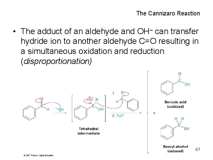 The Cannizaro Reaction • The adduct of an aldehyde and OH can transfer hydride