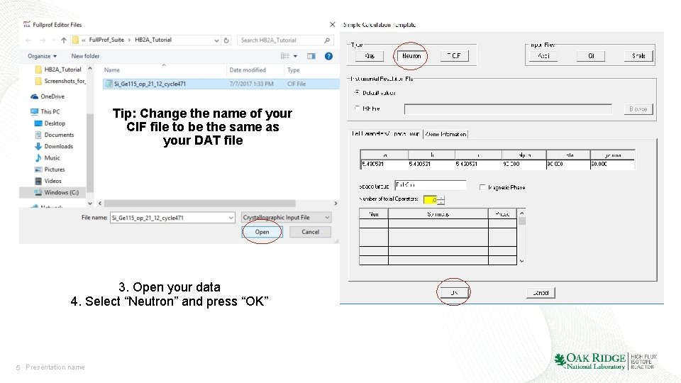 Tip: Change the name of your CIF file to be the same as your