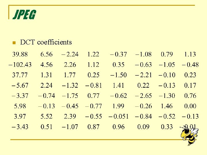 JPEG n DCT coefficients 