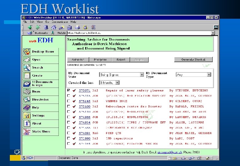 EDH Worklist CERN AIS 