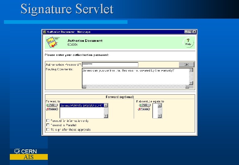 Signature Servlet CERN AIS 