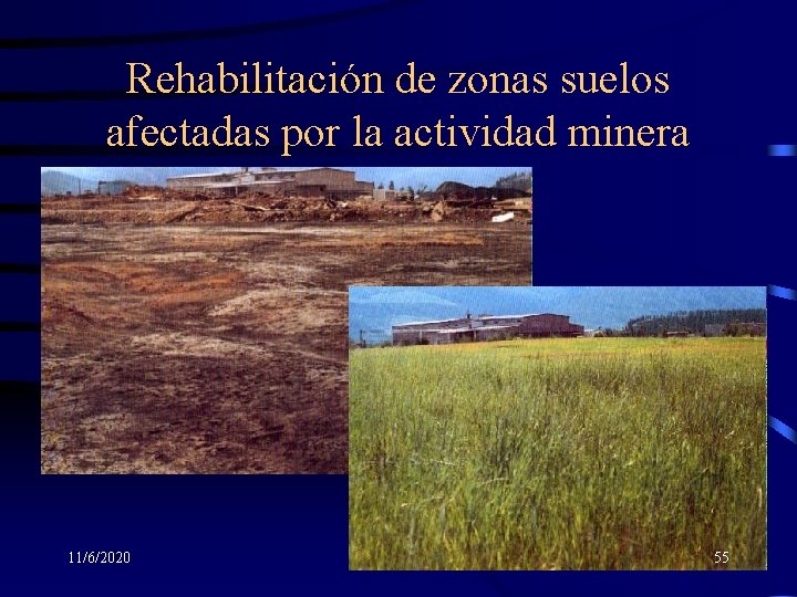 Rehabilitación de zonas suelos afectadas por la actividad minera 11/6/2020 55 