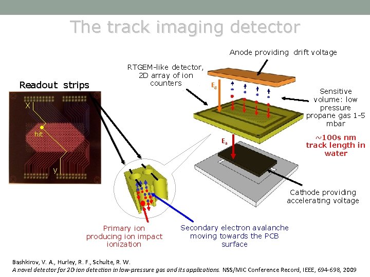 The track imaging detector Anode providing drift voltage Readout strips RTGEM-like detector, 2 D