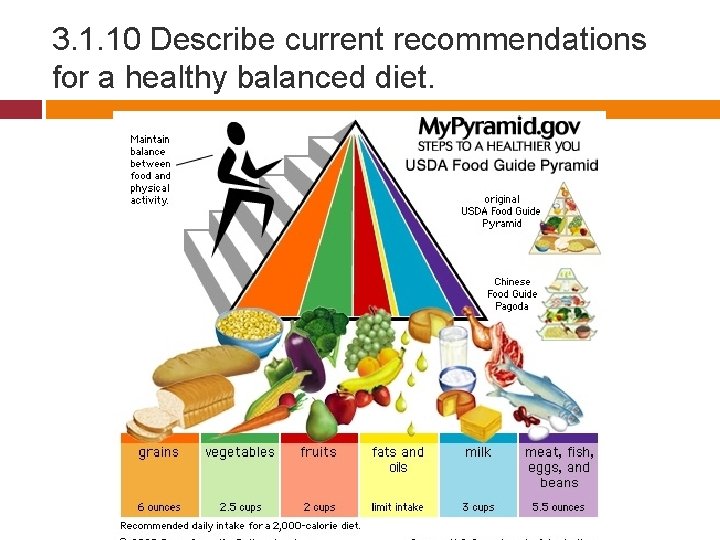 3. 1. 10 Describe current recommendations for a healthy balanced diet. 