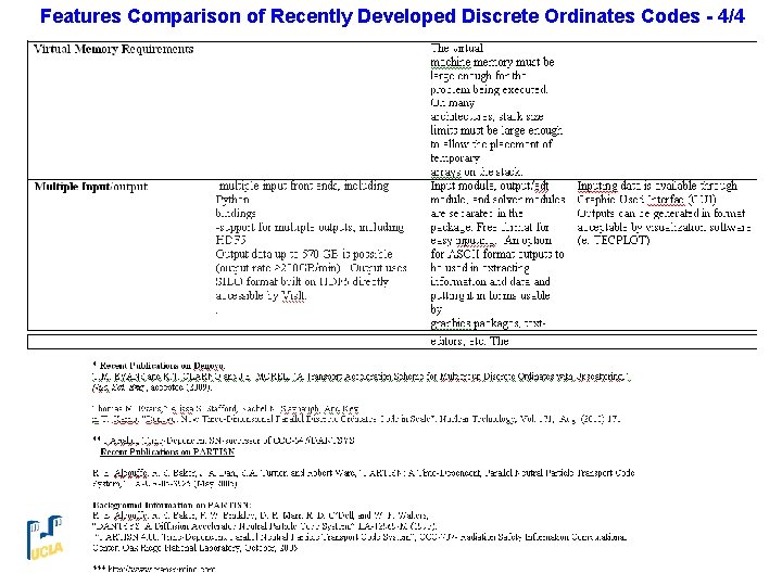 Features Comparison of Recently Developed Discrete Ordinates Codes - 4/4 