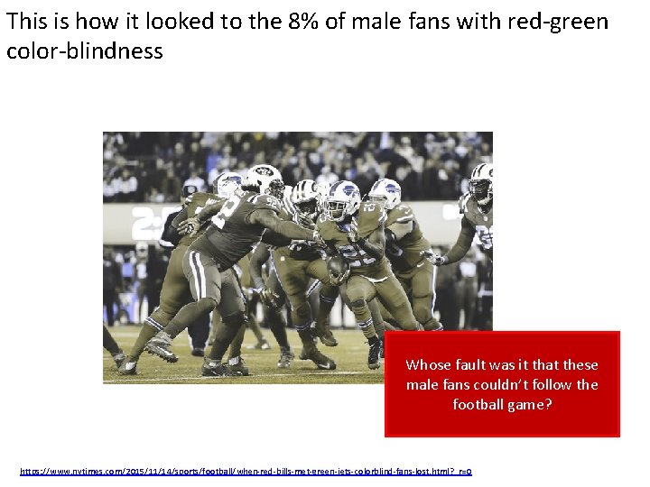 This is how it looked to the 8% of male fans with red-green color-blindness