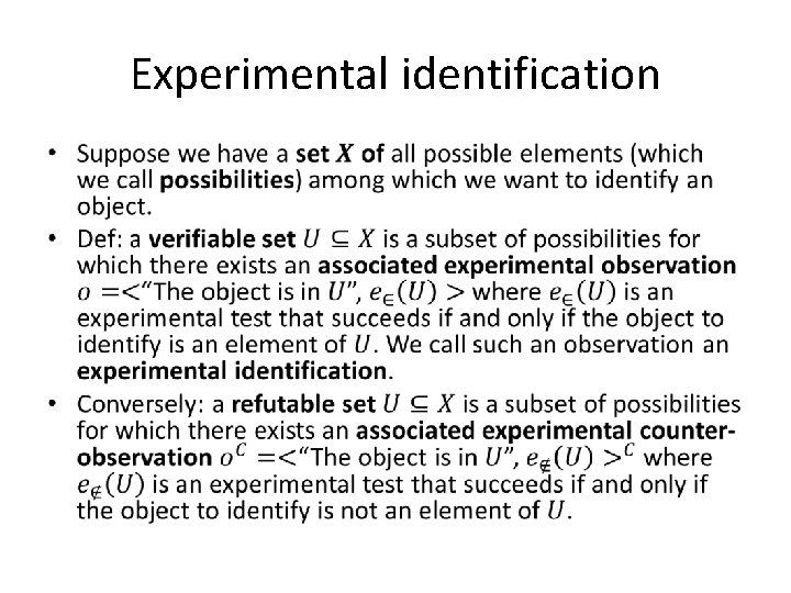 Experimental identification • 