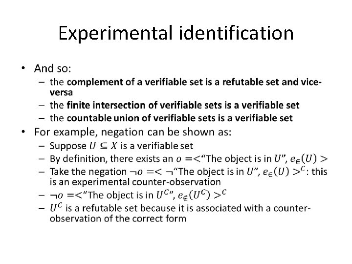 Experimental identification • 