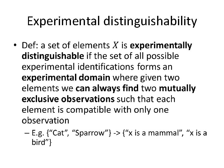 Experimental distinguishability • 