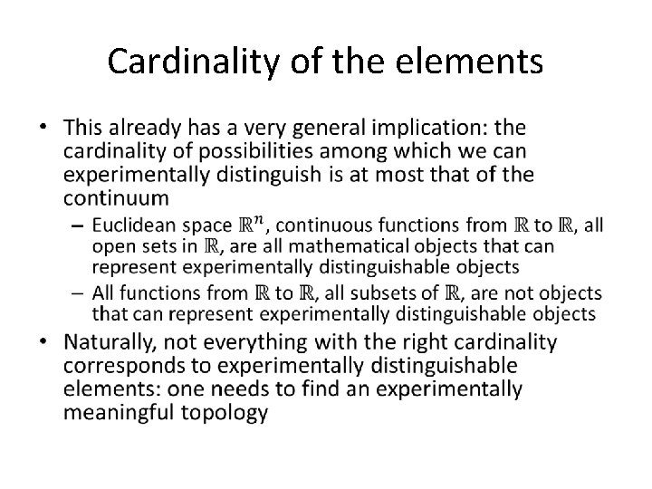 Cardinality of the elements • 