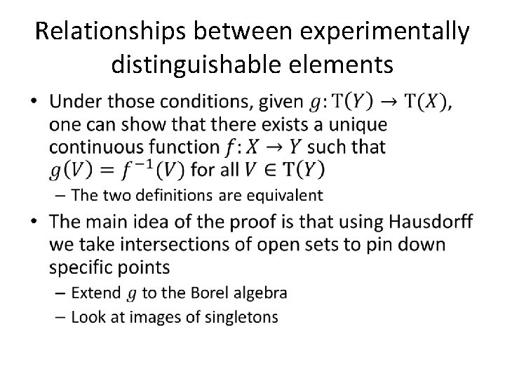 Relationships between experimentally distinguishable elements • 