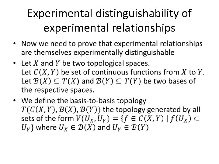 Experimental distinguishability of experimental relationships • 