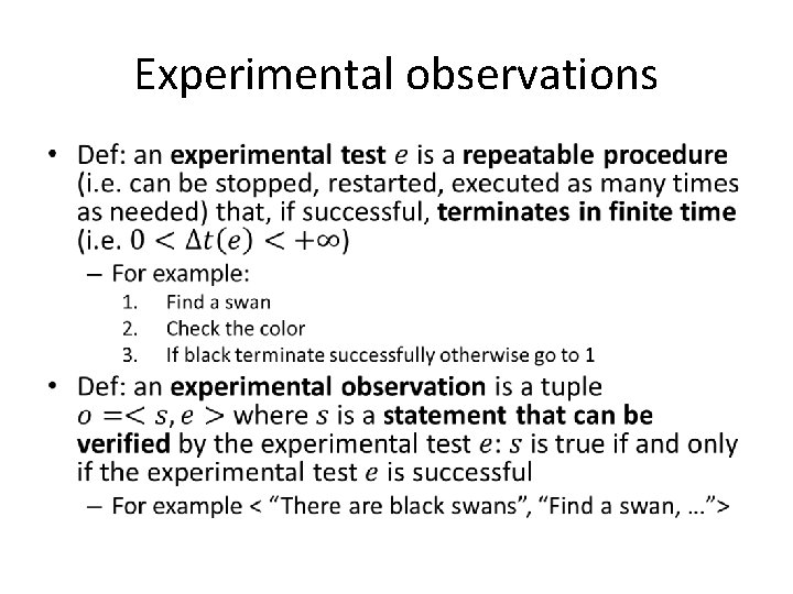 Experimental observations • 