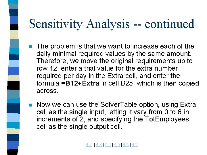 Sensitivity Analysis -- continued n The problem is that we want to increase each Sensitivity Analysis -- continued n The problem is that we want to increase each