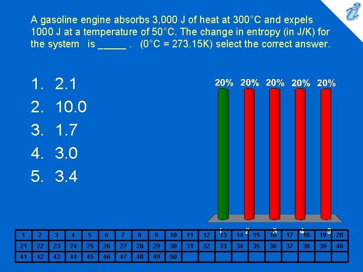 A gasoline engine absorbs 3, 000 J of heat at 300°C and expels 1000