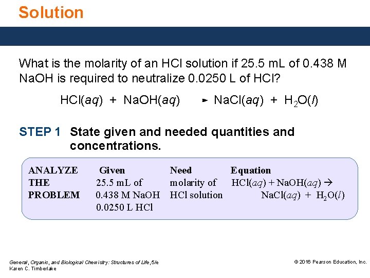 Solution What is the molarity of an HCl solution if 25. 5 m. L