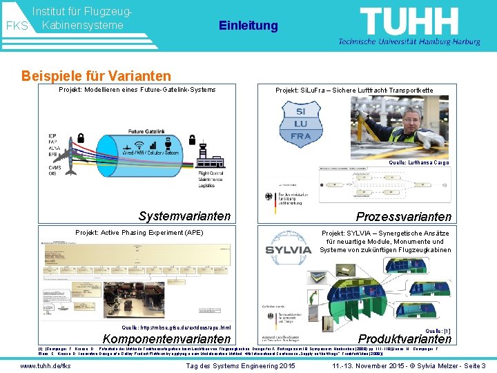 Institut für Flugzeug. FKS Kabinensysteme Einleitung Beispiele für Varianten Projekt: Modellieren eines Future-Gatelink-Systems Projekt: