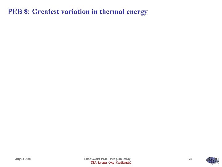 PEB 8: Greatest variation in thermal energy August 2003 Litho. Works PEB - Two