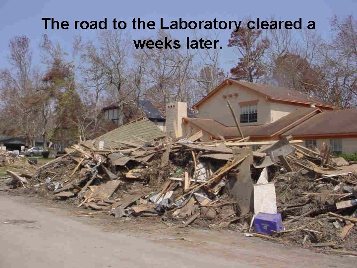 The road to the Laboratory cleared a weeks later. 