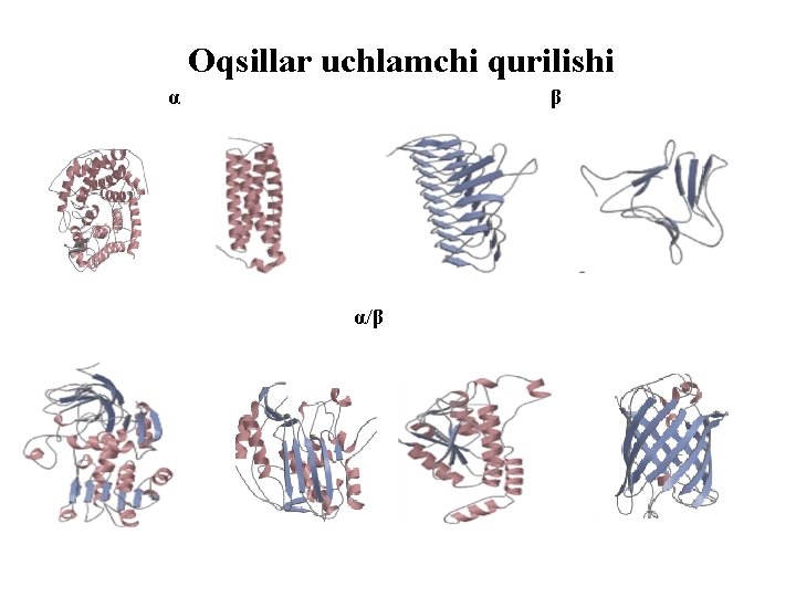 Oqsillar uchlamchi qurilishi α β α/β 