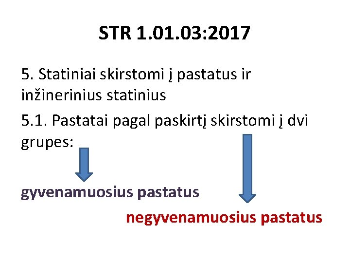 STR 1. 03: 2017 5. Statiniai skirstomi į pastatus ir inžinerinius statinius 5. 1.