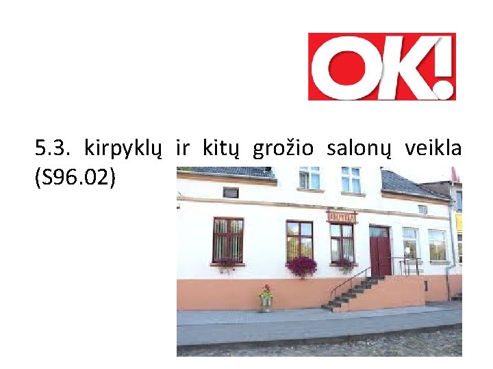 5. 3. kirpyklų ir kitų grožio salonų veikla (S 96. 02) 