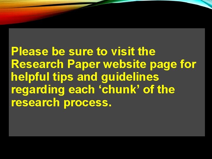 Please be sure to visit the Research Paper website page for helpful tips and