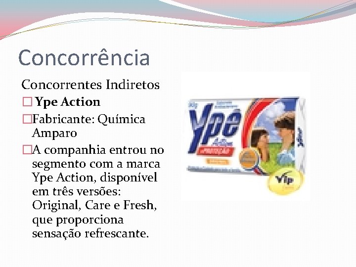 Concorrência Concorrentes Indiretos � Ype Action �Fabricante: Química Amparo �A companhia entrou no segmento