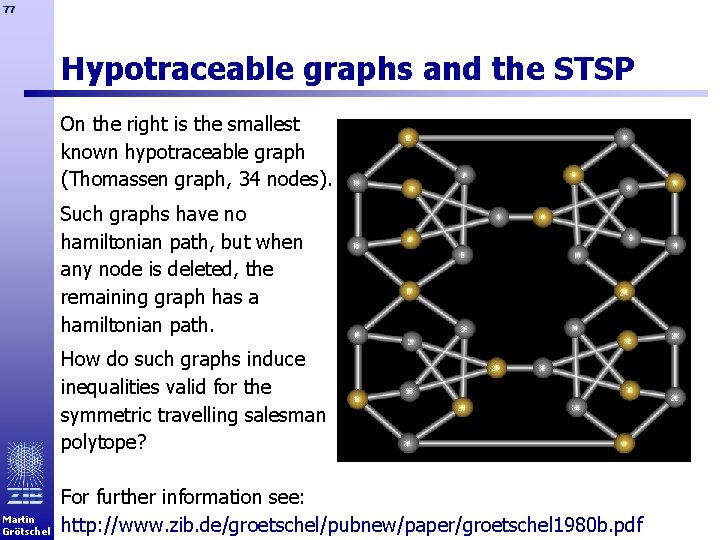 77 Hypotraceable graphs and the STSP On the right is the smallest known hypotraceable