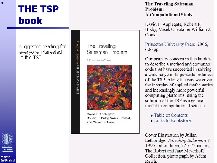 9 THE TSP book suggested reading for everyone interested in the TSP Martin Grötschel