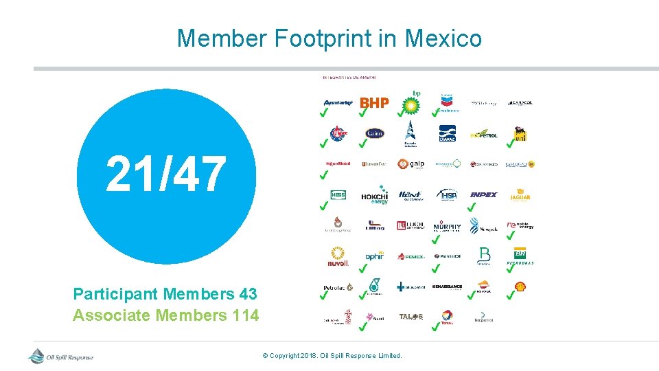 Member Footprint in Mexico 21/47 Participant Members 43 Associate Members 114 © Copyright 2018.