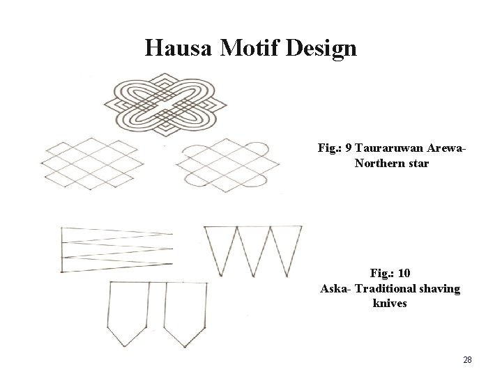 Hausa Motif Design Fig. : 9 Tauraruwan Arewa. Northern star Fig. : 10 Aska-