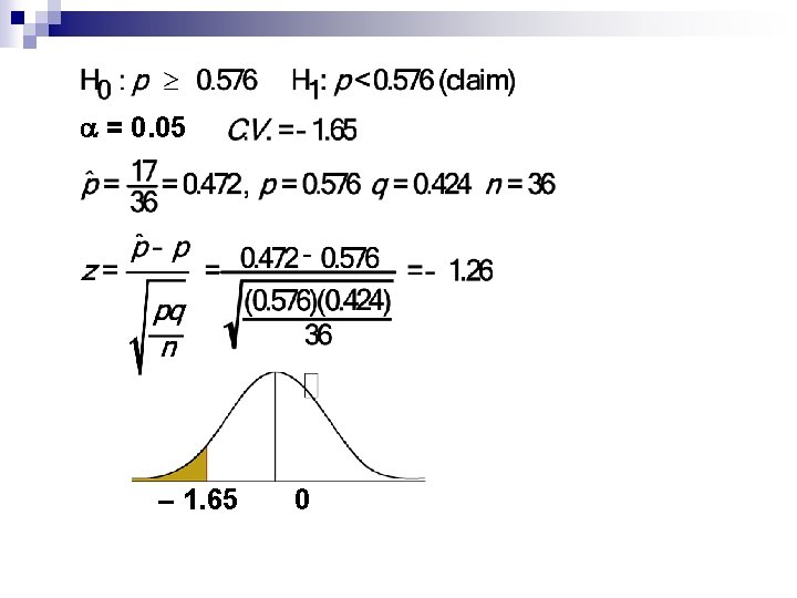  = 0. 05 – 1. 65 0 