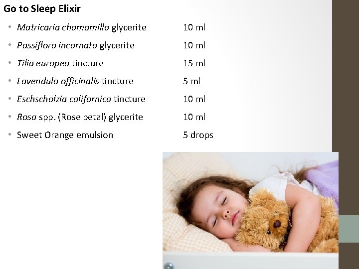 Go to Sleep Elixir • Matricaria chamomilla glycerite 10 ml • Passiflora incarnata glycerite