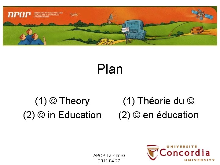 Plan (1) © Theory (2) © in Education (1) Théorie du © (2) ©