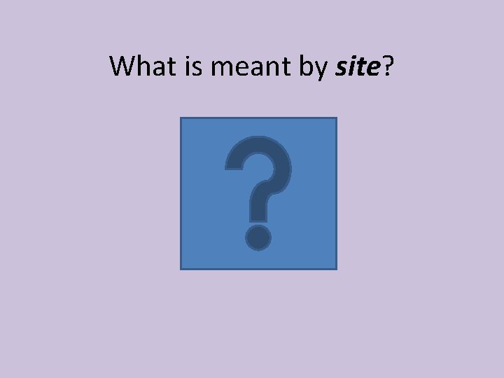 What is meant by site? 