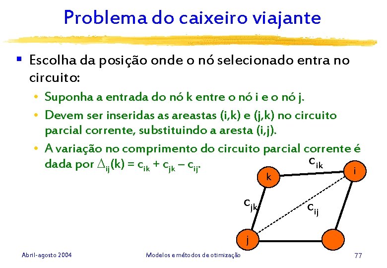 Problema do caixeiro viajante § Escolha da posição onde o nó selecionado entra no