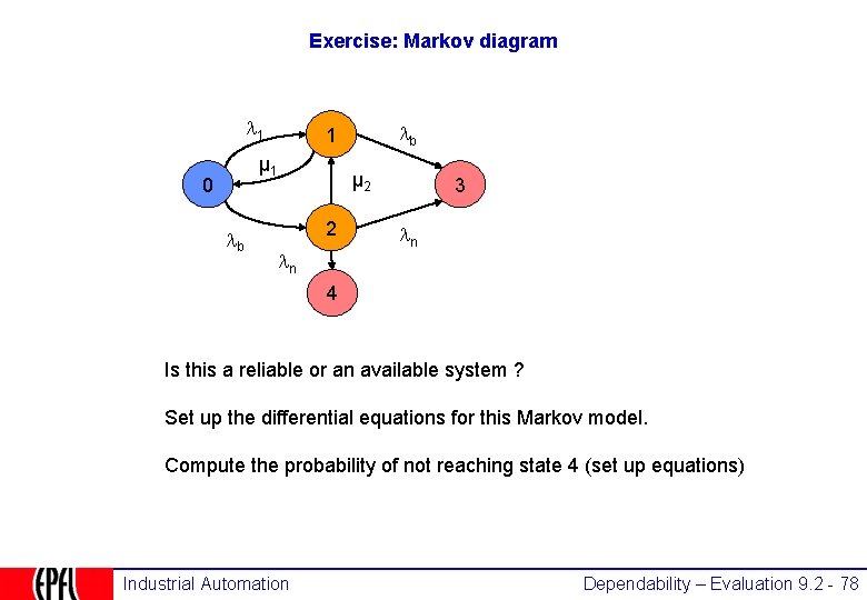 Exercise: Markov diagram 1 µ 1 0 b b 1 µ 2 2 n