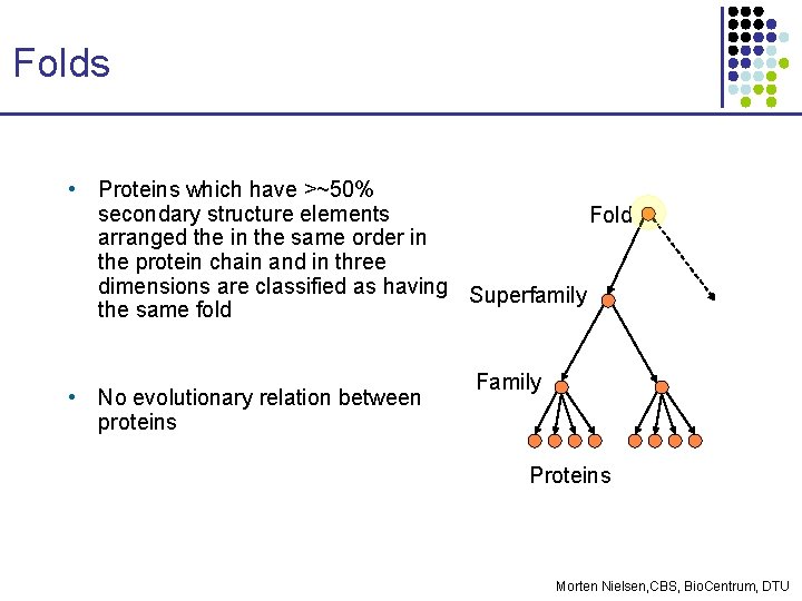 Folds • Proteins which have >~50% secondary structure elements Fold arranged the in the