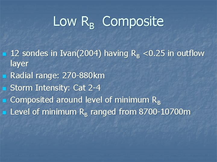 Low RB Composite n n n 12 sondes in Ivan(2004) having RB <0. 25