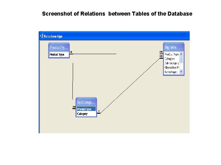 Screenshot of Relations between Tables of the Database 