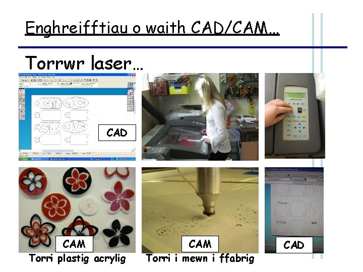 Enghreifftiau o waith CAD/CAM… Torrwr laser… CAD CAM Torri plastig acrylig CAM Torri i